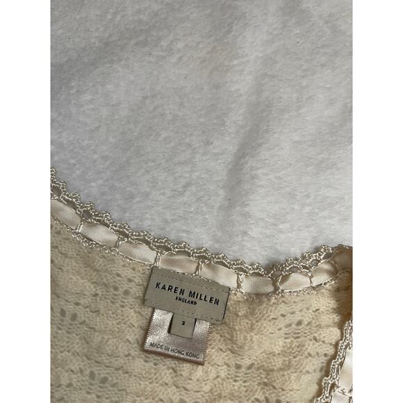 Vintage Karen Millen Knit Cropped Cardigan  Coquette Feminine Y2K Womans Large - Picture 8 of 15